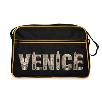 Typographie de Venise avec architecture historique - Sac Retro - noir/or - Devant