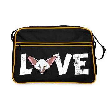 Oriental Shorthair Cat Love Silhouette Portrait - Retro Bag - black/gold - Front