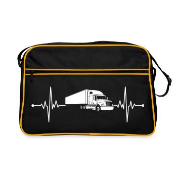 ECG du battement cardiaque de camion - Ligne de vie pour routiers et conducteurs de camion - Sac Retro - noir/or - Devant