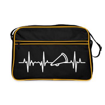 Cheerleader Megaphon Herzlinie - Retro Tasche - Schwarz/Gold - Vorne