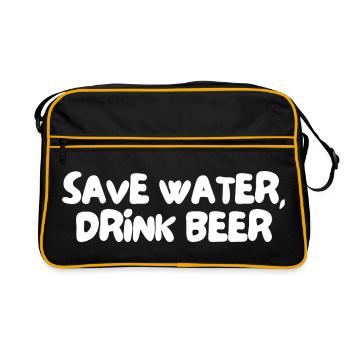 Économiser de l’eau, boire de la bière - Sac Retro - noir/or - Devant