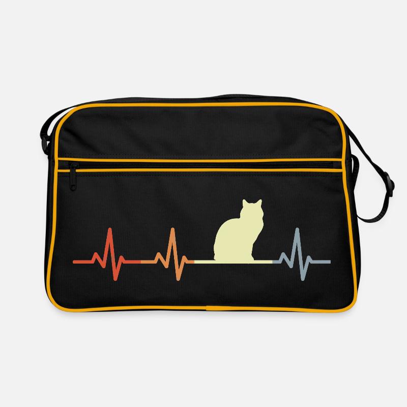Katze Herzschlag Farbverlauf Retro Tasche