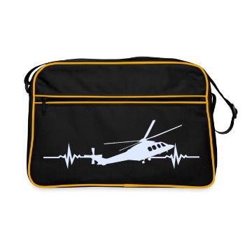 ECG du battement cardiaque d’hélicoptère - Sac Retro - noir/or - Devant