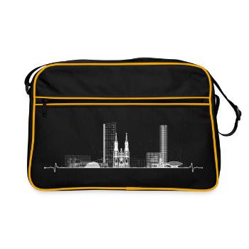 Eindhoven in Monochrom - Retro Tasche - Schwarz/Gold - Vorne