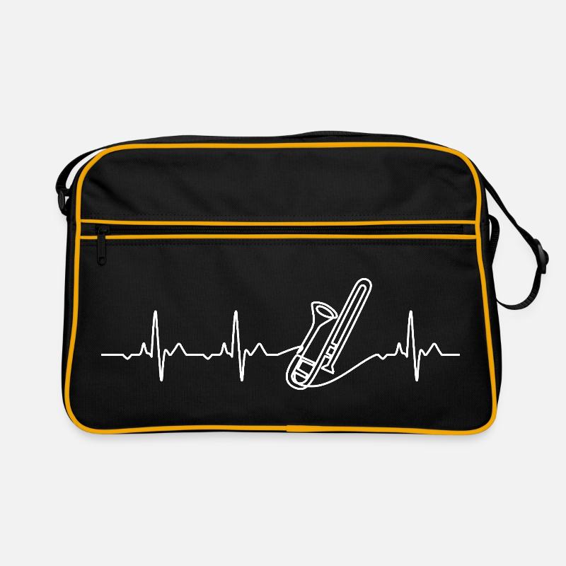Posaune Herzschlag Marching Band Geschenk - Retro Tasche - Schwarz/Gold