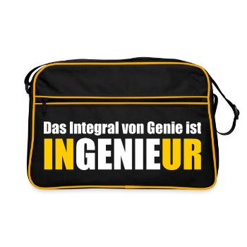 Ingenieur Genie Mathematiker lustiger Wortwitz Int - Retro Tasche - Schwarz/Gold - Vorne