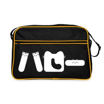 Hello Cat in Japanese - Retro Bag - black/gold - Front