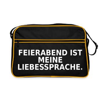 Feierabend ist meine Liebessprache - Retro Tasche - Schwarz/Gold - Vorne