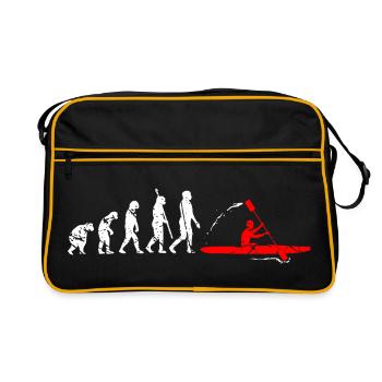 Kajak Evolution Kajakfahrer Kajaker Kayak - Retro Tasche - Schwarz/Gold - Vorne