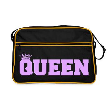 Königin in Lila Kronen-Style - Retro Tasche - Schwarz/Gold - Vorne