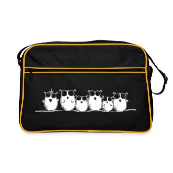 Coole Vögel mit Brille I Hühner I Vogel Comic - Retro Tasche - Schwarz/Gold - Vorne