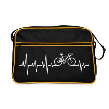 Zyklus-Herzschlag im EKG - Retro Tasche - Schwarz/Gold - Vorne