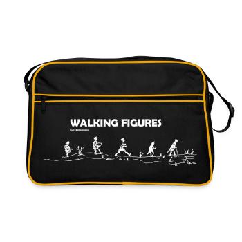 walking Figures white - Retro Bag - black/gold - Front