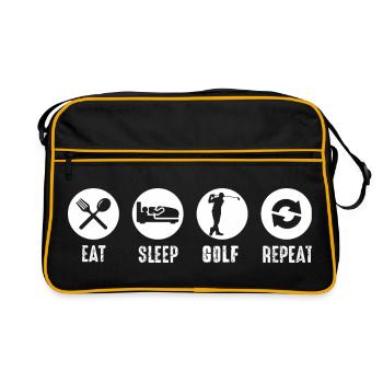 Eat Sleep Golf Repeat Daily Routine for Players - Retro Tasche - Schwarz/Gold - Vorne