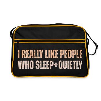 I Really Like People Who Sleep Quietly - Retro Bag - black/gold - Front