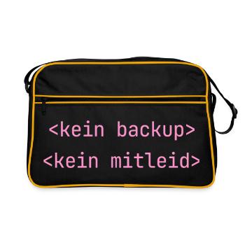 Kein Backup Kein Mitleid IT-Berater Admin - Retro Tasche - Schwarz/Gold - Vorne