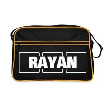 Rayan als Geburtsname - Retro Tasche - Schwarz/Gold - Vorne