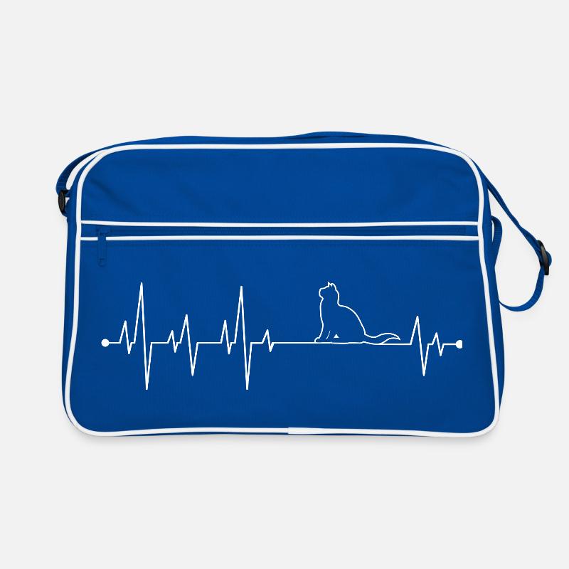 Cat on Heartbeat Line Retro Bag