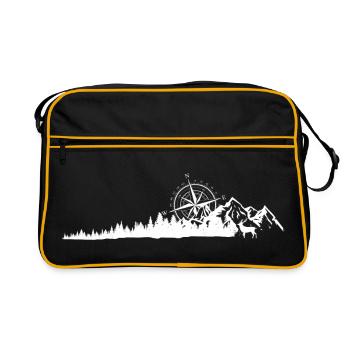Compass Mountain Ridge Silhouette - Retro Bag - black/gold - Front