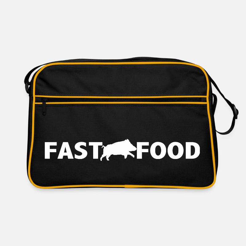 Wildschwein Fast Food - Retro Tasche - Schwarz/Gold