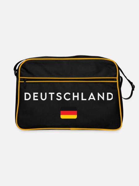 Flagge Deutschlands, deutscher Stolz - Retro Tasche - Schwarz/Gold - Vorne