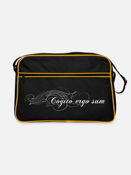 Cogito ergo sum - Ich denke also bin ich - Retro Tasche - Schwarz/Gold - Vorne