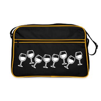 Wine glasses toasting wine party - Retro Bag - black/gold - Front