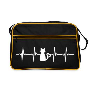 Sigille de chat avec battement de cœur - Sac Retro - noir/or - Devant