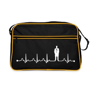 Docteur Heartbeat EKG Amour Infirmière médicale Cadeau de vie - Sac Retro - noir/or - Devant