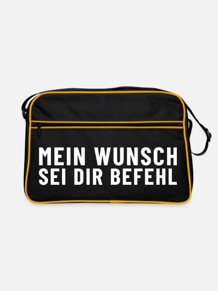 Mein Wunsch sei Dir Befehl - Retro Tasche - Schwarz/Gold - Vorne