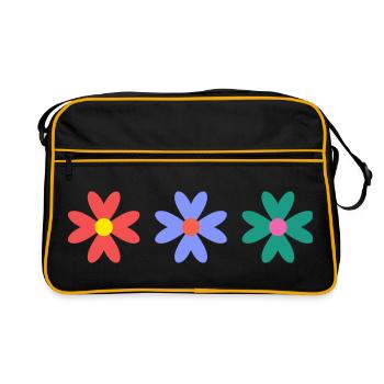 BLUME. NATUR. ÖKOLOGIE. JAHRESTAG. FEST - Retro Tasche - Schwarz/Gold - Vorne