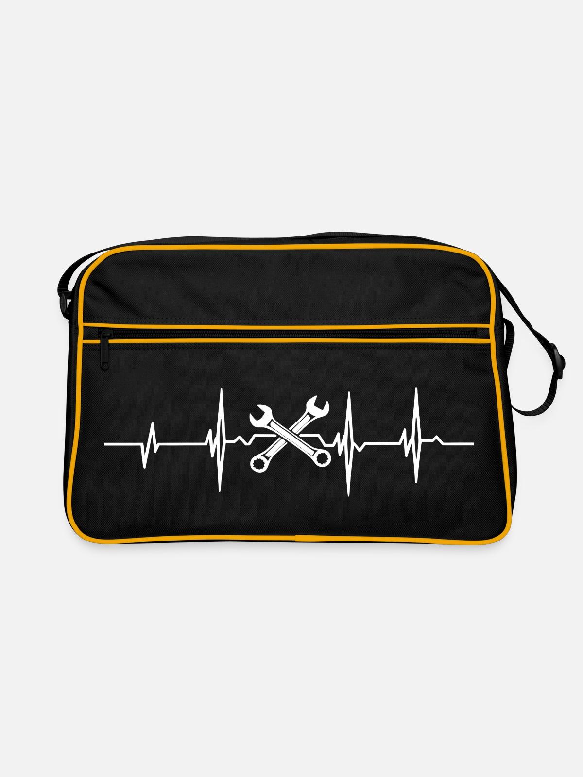 Heartbeat and tools - Retro Bag - black/gold - Front