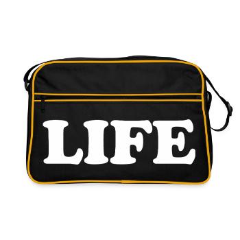 That says Life The Word Life - Retro Tasche - Schwarz/Gold - Vorne