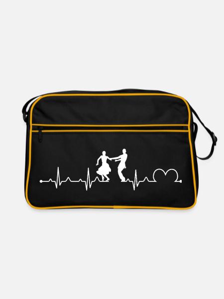 Foxtrot Dance Heartbeat EKG Ballroom Art - Retro Bag - black/gold - Front