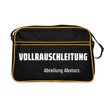 Vollrauschleitung. Abteilung Absturz. Pegelfest. - Retro Tasche - Schwarz/Gold - Vorne