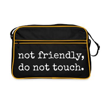 Not Friendly Introvertiert Spruch - Retro Tasche - Schwarz/Gold - Vorne