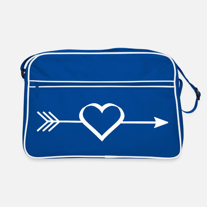 white heart white with arrow Retro Bag