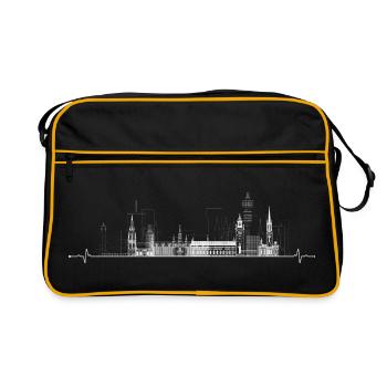 Urbane Skyline Puls Linie Kunst - Retro Tasche - Schwarz/Gold - Vorne