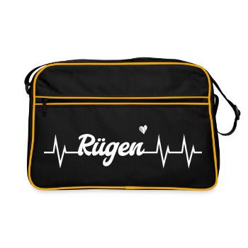 Heartbeat Rügen - Retro Tasche - Schwarz/Gold - Vorne
