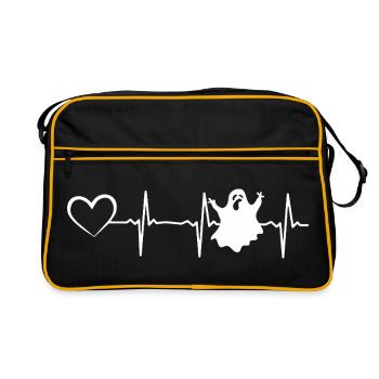 Halloween Ghost Halloween Heartbeat Heart Ghost - Retro Bag - black/gold - Front