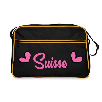 SUISSE. PAYS. GENEVE. HUMOUR. PAYS. DRAPEAU - Sac Retro - noir/or - Devant