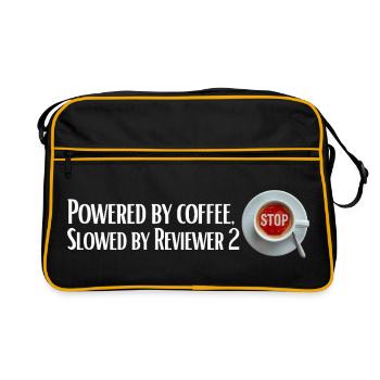 Powered by coffee, Slowed by Reviewer 2 - Retro Bag - black/gold - Front