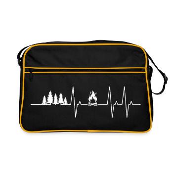 Fire Camp Forest Heartbeat Heart Heartbeat Bonfire - Retro Bag - black/gold - Front