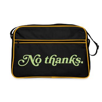 No thanks – Minimalistisches Statement - Retro Tasche - Schwarz/Gold - Vorne