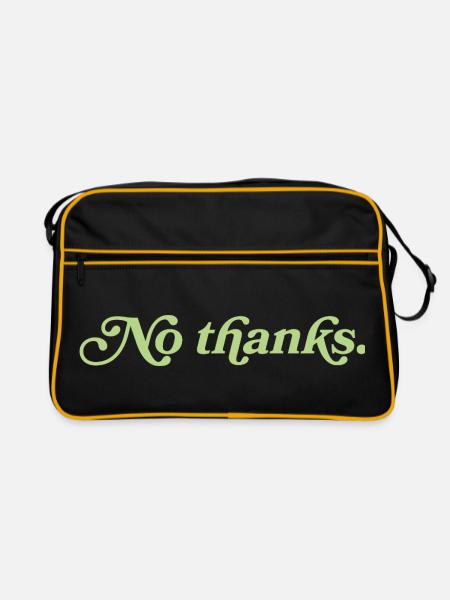 No thanks – Minimalistisches Statement - Retro Tasche - Schwarz/Gold - Vorne