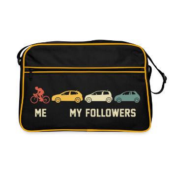 Moi et mes abonnés Cadeau drôle de cycliste - Sac Retro - noir/or - Devant