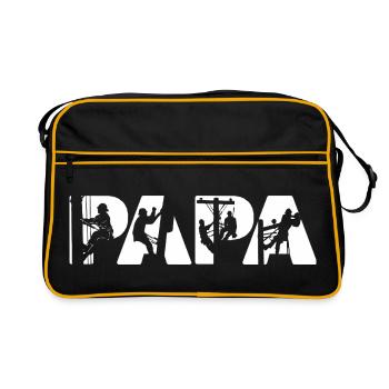 Electrical Line Worker Utility Papa Lineman Dad - Retro Bag - black/gold - Front