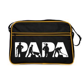 Silhouette de fermier Tracteur Sunrise Fête des pères - Sac Retro - noir/or - Devant