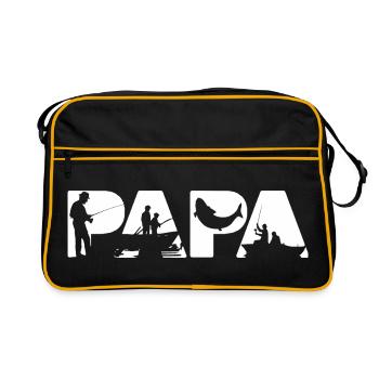 Papa pêcheur Papa Pêcheur Silhouette du bateau de pêche - Sac Retro - noir/or - Devant
