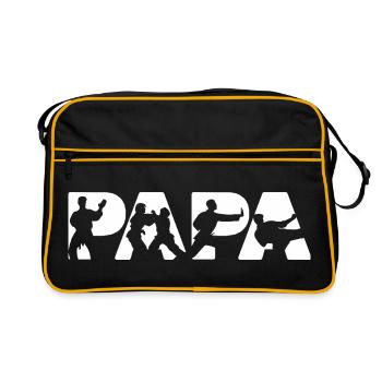 Judo Papa Kampfkunstmeister Silhouette - Retro Tasche - Schwarz/Gold - Vorne